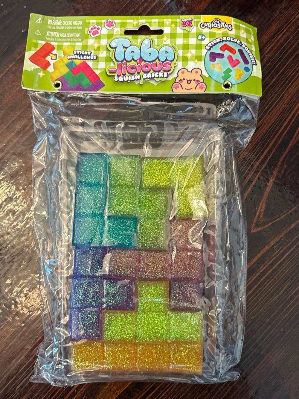 Squish Bricks Puzzle Toy - Glitter Blue, Green, Purple, Yellow